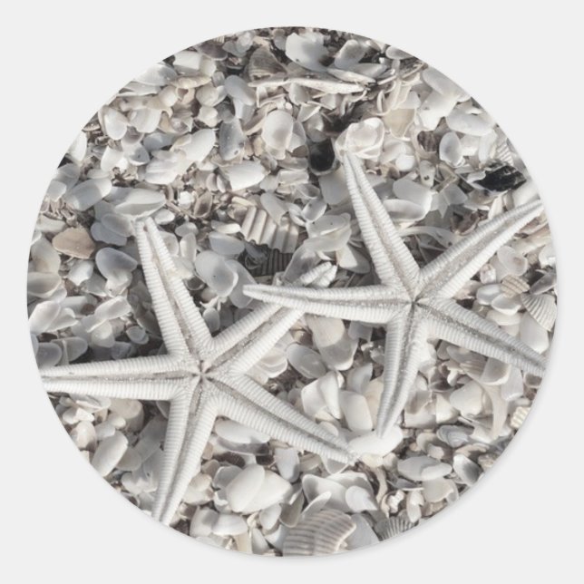 Starfish Couple on Beach Stickers (Front)