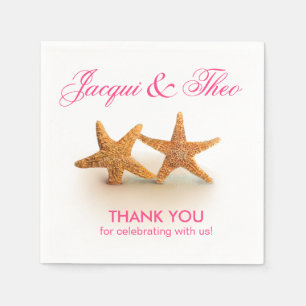Starfish Couple on the Beach Party fuchsia Napkin