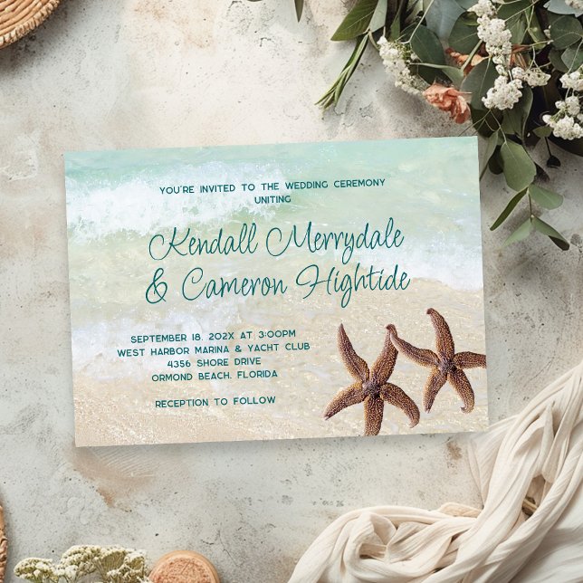 Starfish Couple Seashore Ceremony Invitation (Creator Uploaded)