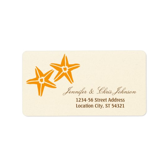 Starfish Couple Summer Beach Wedding Address Label