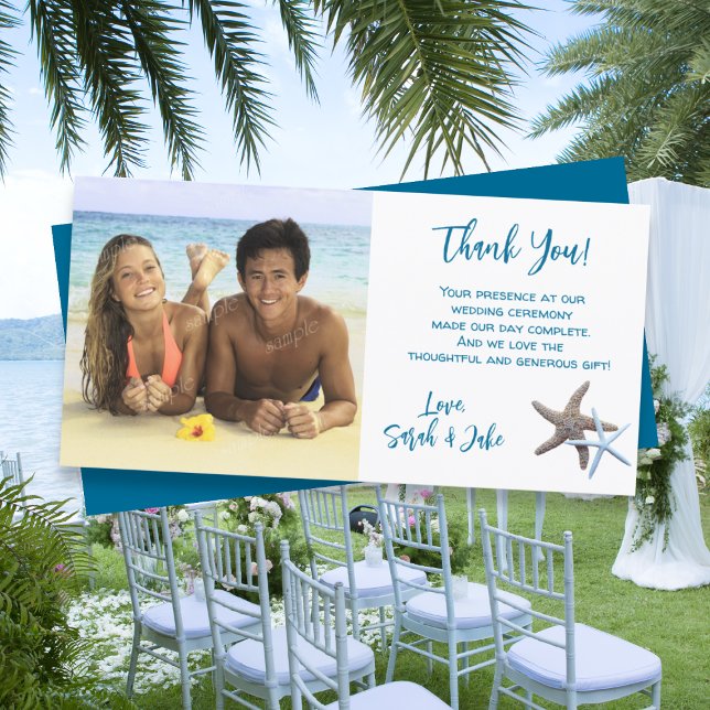 Starfish Couple Wedding Photo Thank You Cards (Creator Uploaded)