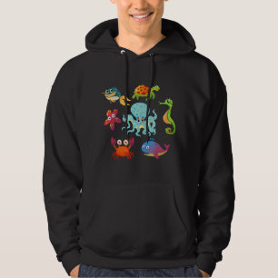 Starfish Crab Whale Octopus Sea Animals Print Todd Hoodie