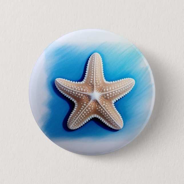 Starfish Crayon Drawing 6 Cm Round Badge (Front)