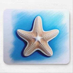 Starfish Crayon Drawing Mouse Pad