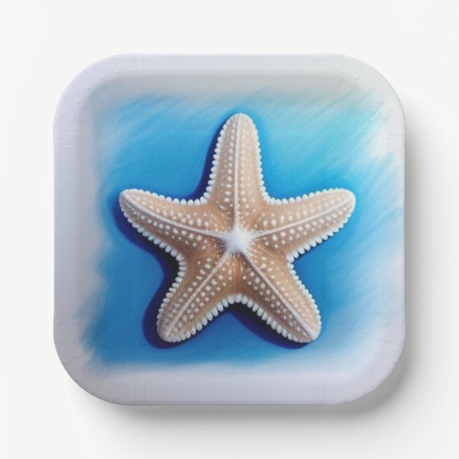 Starfish Crayon Drawing Paper Plate (Front)