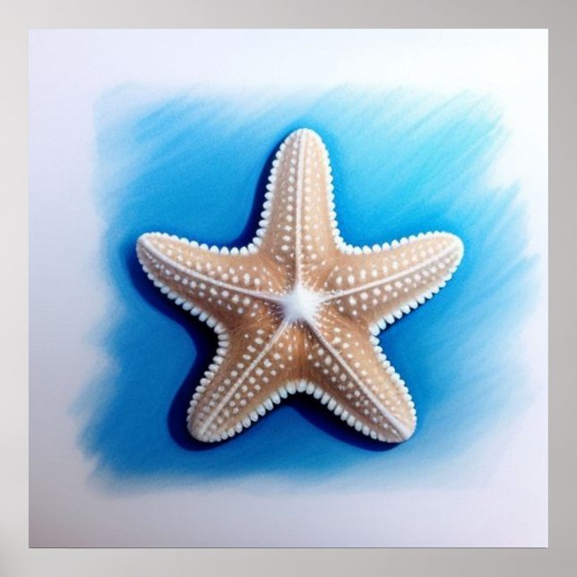 Starfish Crayon Drawing Poster (Front)