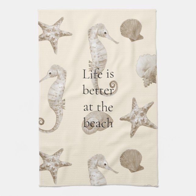 Starfish Cream Beach Tea Towel (Vertical)