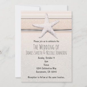 Starfish Creamy White Beach Wedding Invitation