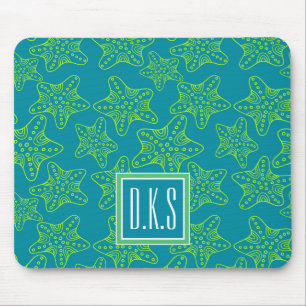 Starfish Crowd Pattern Monogram Mouse Pad