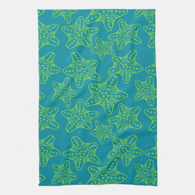 Starfish Crowd Pattern Tea Towel (Vertical)