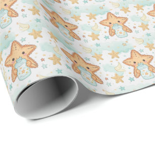 Starfish Cute Baby Pastel Watercolor Pattern  Wrapping Paper