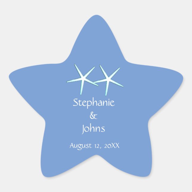 Starfish Cute Couple Cornflower Blue Weddings Cool Star Sticker (Front)