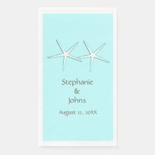 Starfish Cute Couple Teal Blue Grey Weddings 2022 Napkin