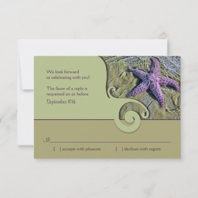 Starfish Destination Wedding RSVP Reply Card (Front)