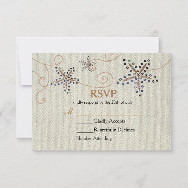 Starfish Elegance Beach RSVP Wedding Card (Front)