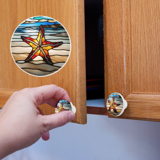 Starfish Faux Stained Glass  Ceramic Knob (Creator Uploaded)