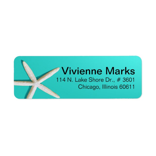 Starfish FIngers Beach | teal Return Address Label (Front)