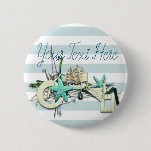 Starfish, Fishing Net & Tall Ship Nautical 6 Cm Round Badge