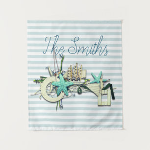 Starfish, Fishing Net & Tall Ship Nautical Tapestry