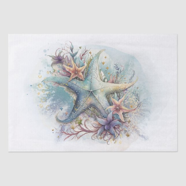 Starfish Floral Watercolor Tissue Paper (Front)