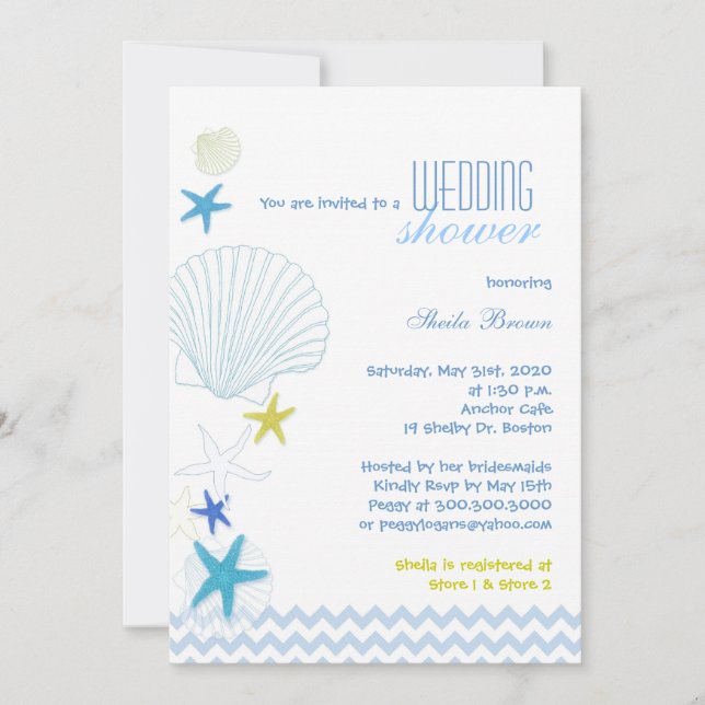 Starfish Garden Chevron Bridal Shower Invitation (Front)