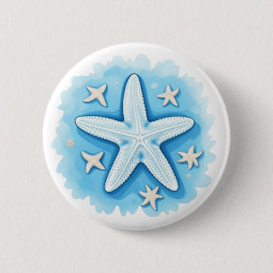 Starfish in Blue 6 Cm Round Badge