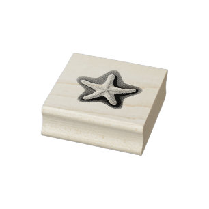 Starfish in Star Silhouette Rubber Stamp
