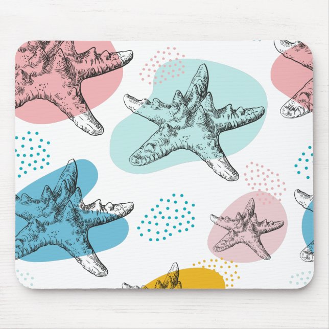 Starfish in trendy colours elegant pattern mouse pad (Front)