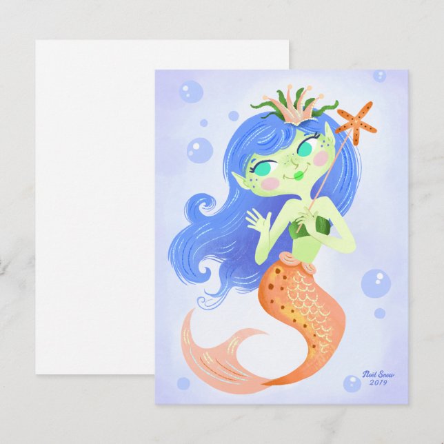 Starfish Mermaid Princess Blank Postcard (Front/Back)