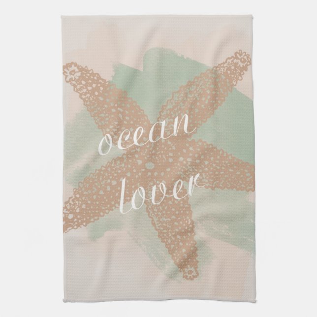 Starfish Mint Ocean Tea Towel (Vertical)