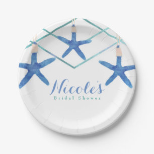 Starfish & Modern Lines Elegant Beach Custom Paper Plate