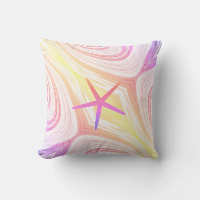 Starfish Multicolor Pink Abstract Mothers Day Cute Cushion (Front)