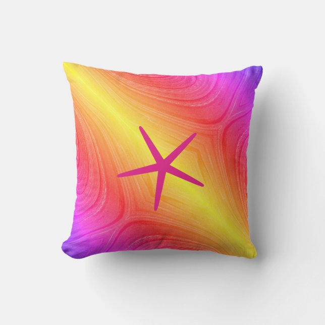 Starfish Multicolor Pink Yellow Artsy Mothers Day Cushion (Front)