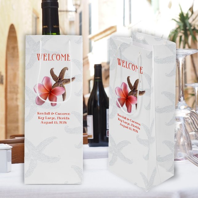 Starfish n Plumeria Destination Wedding Welcome Wine Gift Bag (Creator Uploaded)