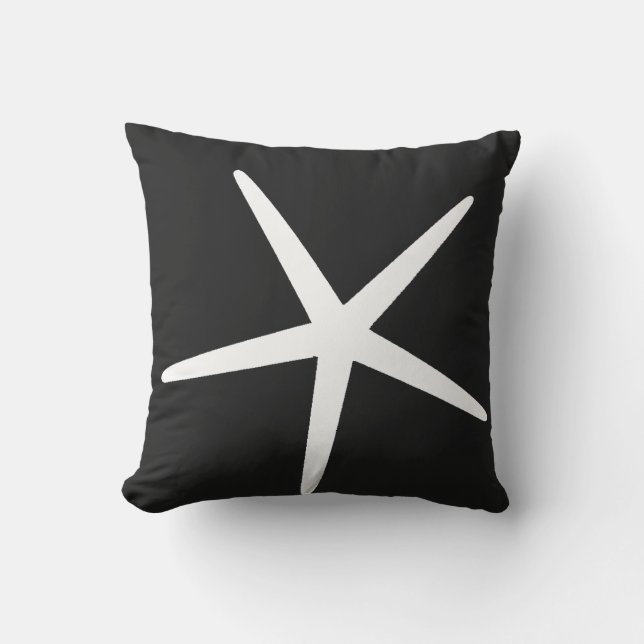 Starfish Nautical Beach Black White Gift Favour Cushion (Front)