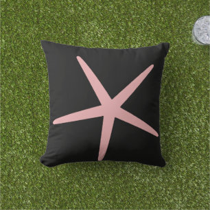 Starfish Nautical Beach Coral Pink Black Custom Cushion