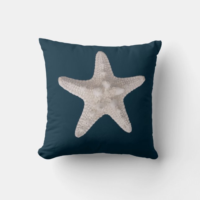 Starfish Nautical Beach Navy Blue Cushion (Front)