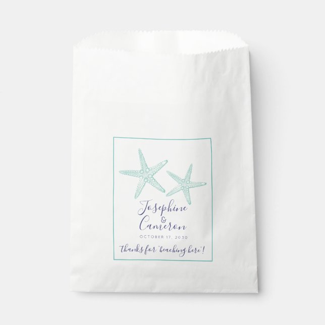 Starfish Nautical Beach Wedding Favour Bag (Front)