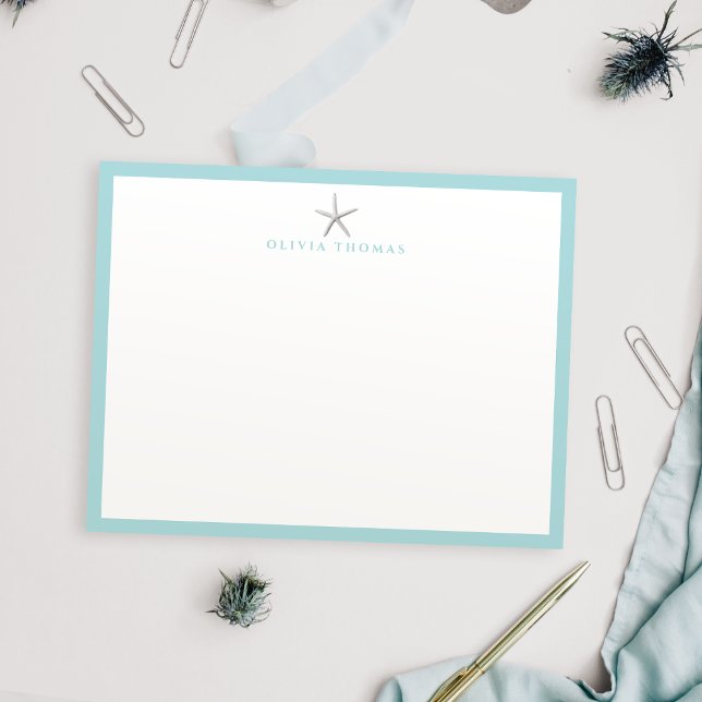 Starfish nautical simple personalised Stationery Card (Starfish nautical simple personalized Stationery Note Card)
