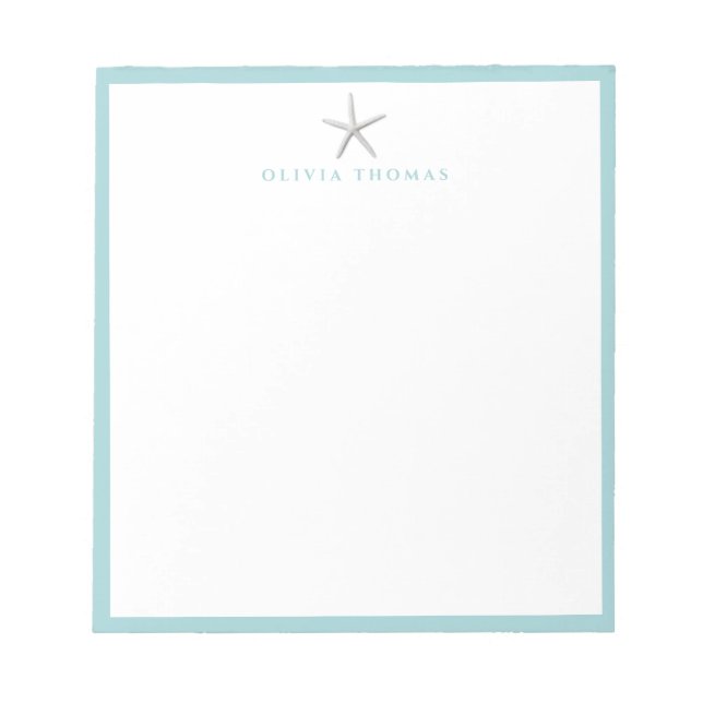 Starfish nautical simple personalised Stationery Notepad (Front)