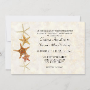 Starfish Nautilus Scallop Sea Shell Modern Pattern Invitation
