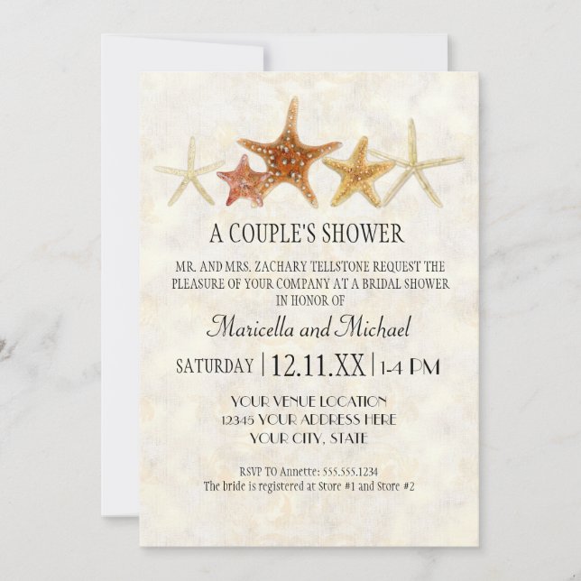 Starfish Nautilus Scallop Sea Shell Modern Pattern Invitation (Front)