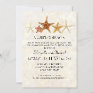 Starfish Nautilus Scallop Sea Shell Modern Pattern Invitation