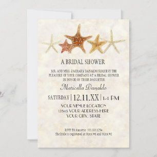 Starfish Nautilus Scallop Sea Shell Modern Pattern Invitation