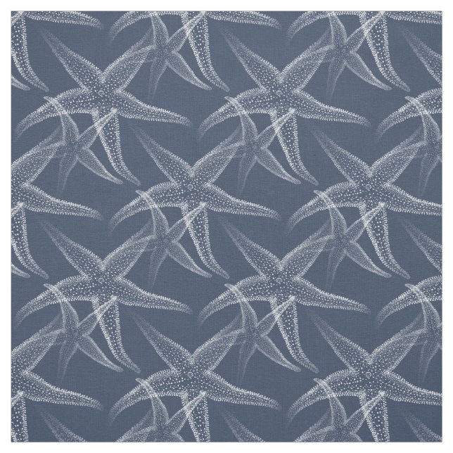 Starfish Navy Blue Beach Fabric (Swatch)