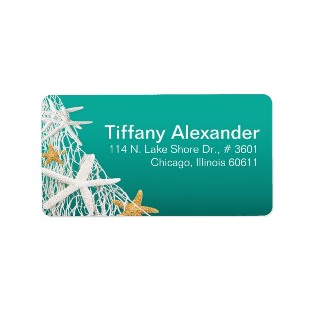 Starfish Netting Beach | aqua Label (Front)