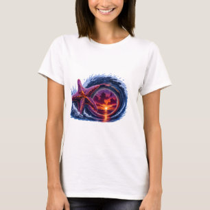 Starfish Ocean Wave Sunset Design   Tropical Coast T-Shirt