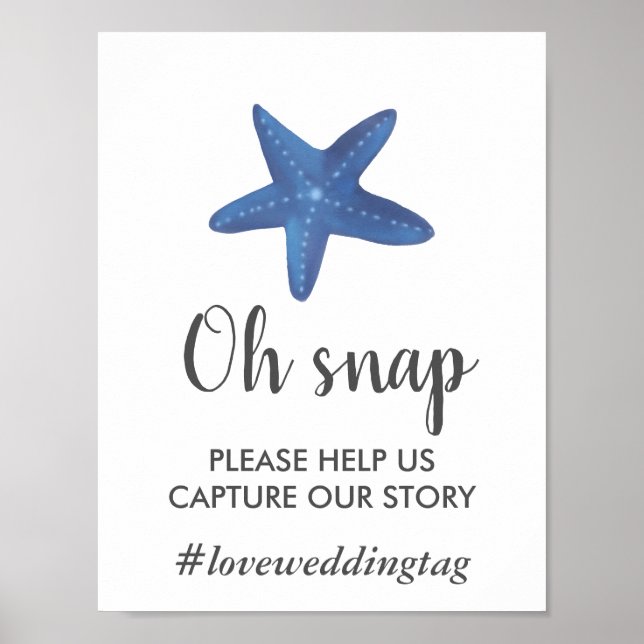 Starfish | Ocean Wedding Instagram Sign (Front)