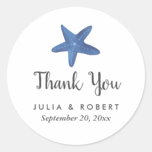 Starfish Ocean Wedding Thank You Classic Round Sticker