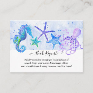 Starfish Octopus Seahorse Beach Blue Baby Shower Enclosure Card